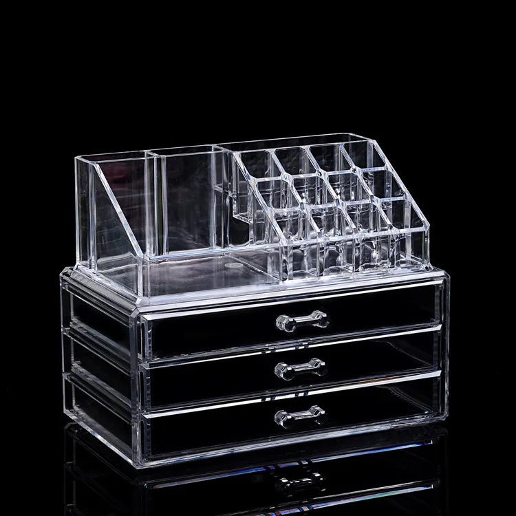

Crystal Cosmetic Box Transparent Jewelry Box Skincare Kit Multi-functional Drawer Jewelry Makeup Brush Storage Box
