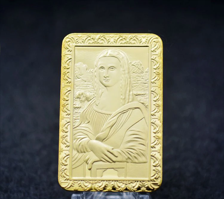 Leonardo Da Vinci Mona Lisa1 oz 24k позолоченные слиток золота Иисуса коммутированных слиток золота