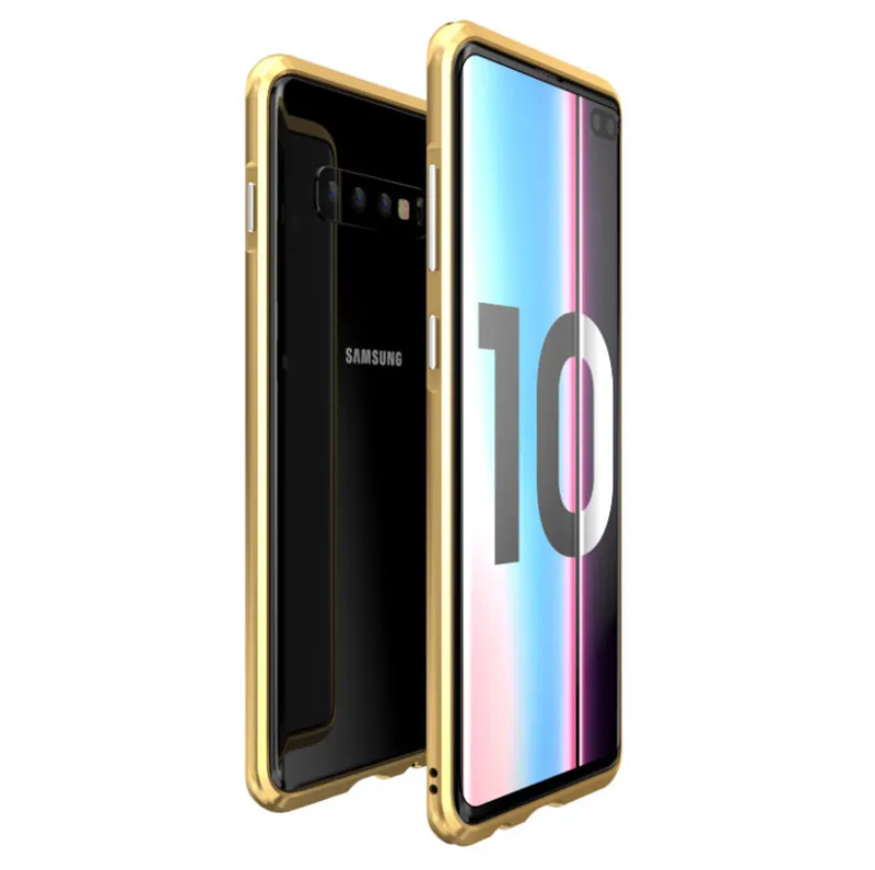 Для samsung Galaxy s10 чехол металлический каркас двойной цвет алюминиевый бампер защитный чехол для samsung s10 plus s10e чехол - Цвет: gold