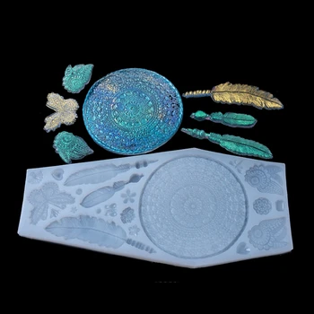 

Crystal Epoxy Resin Mold Dream Catcher Casting Silicone Mould DIY Crafts Jewelry Pendant Making Tools