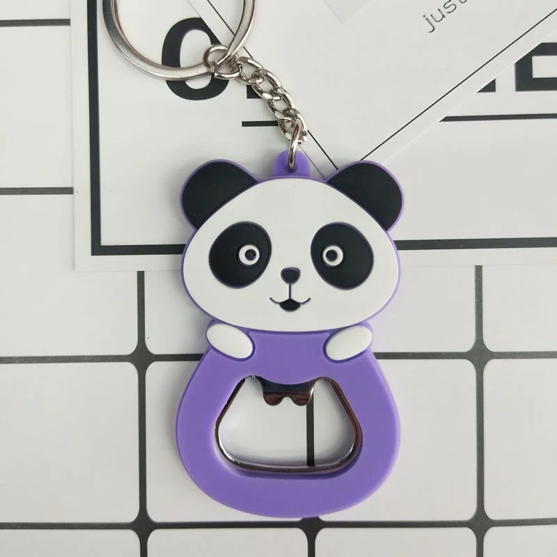 Purple 100 шт. открывалка для бутылок панда брелок мультфильмы китайский стиль свадебные подарки открывалка для бутылок пива для дома путешествия кухонный инструмент - Цвет: Purple