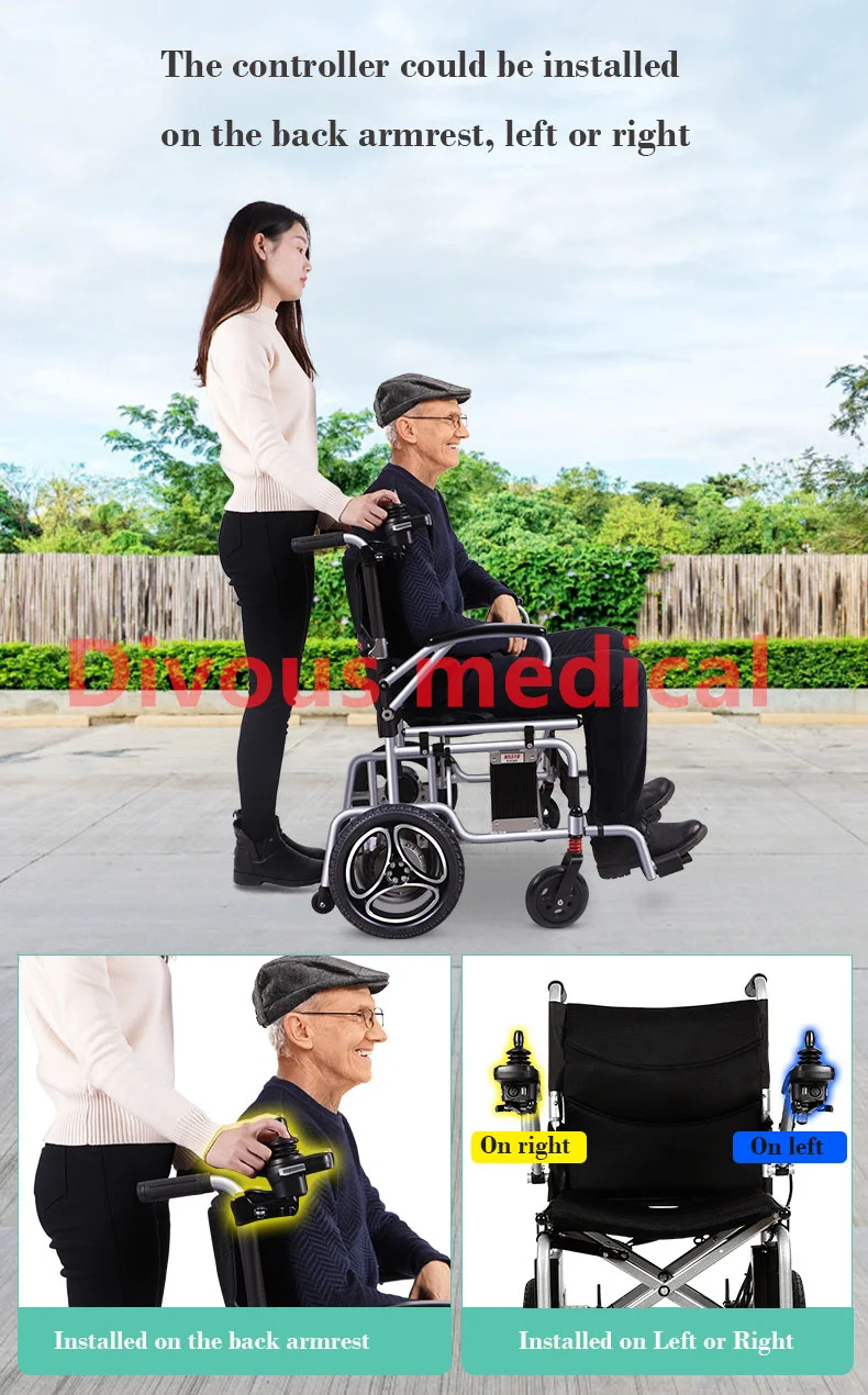 Hot Aluminum alloy Ultra-light Foldable Electric Power Wheelchair, Net Weight 14KG