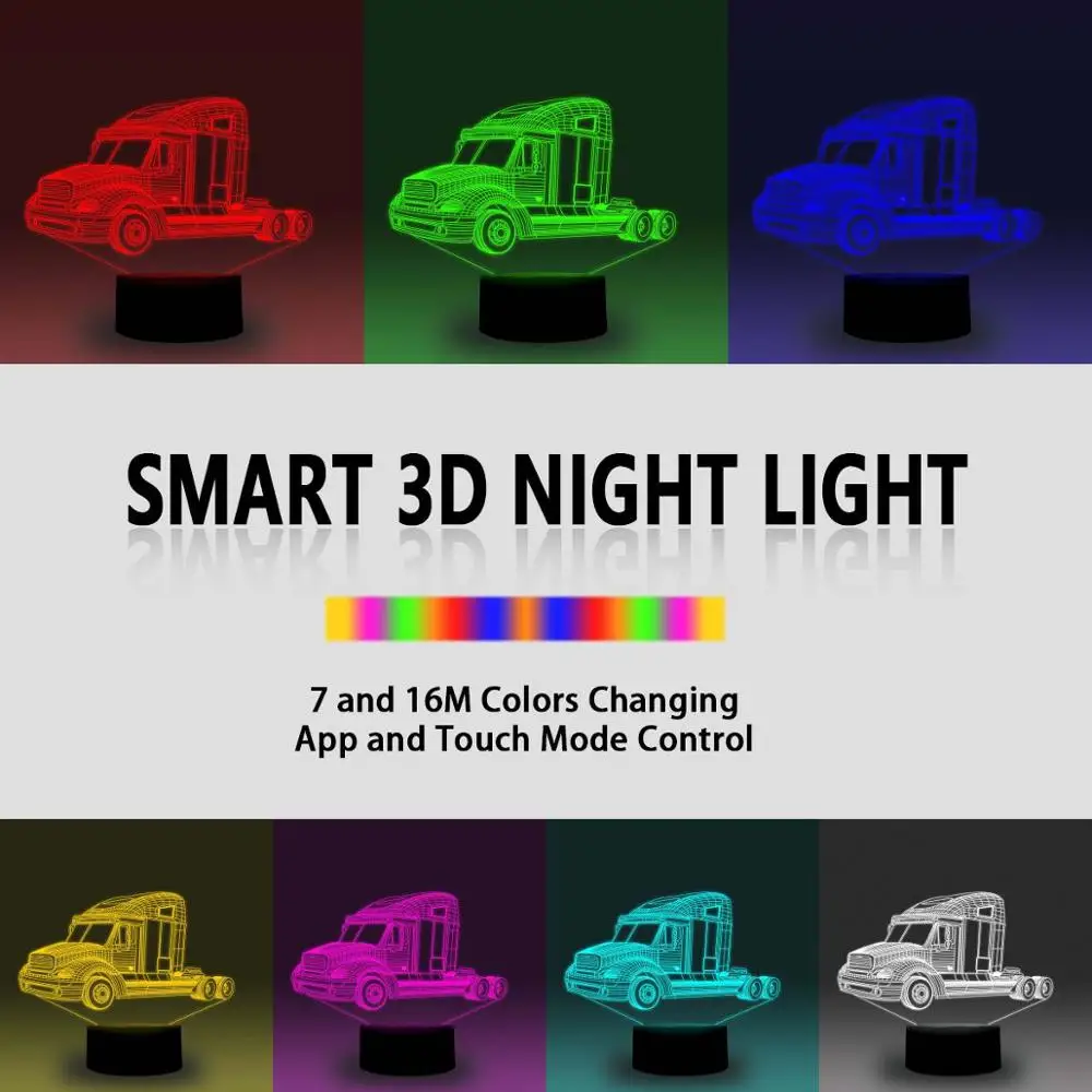 NiteApps 3D шестиколесная Ночная лампа настольная Иллюзия украшение лампа подарок на день рождения приложение/сенсорное управление