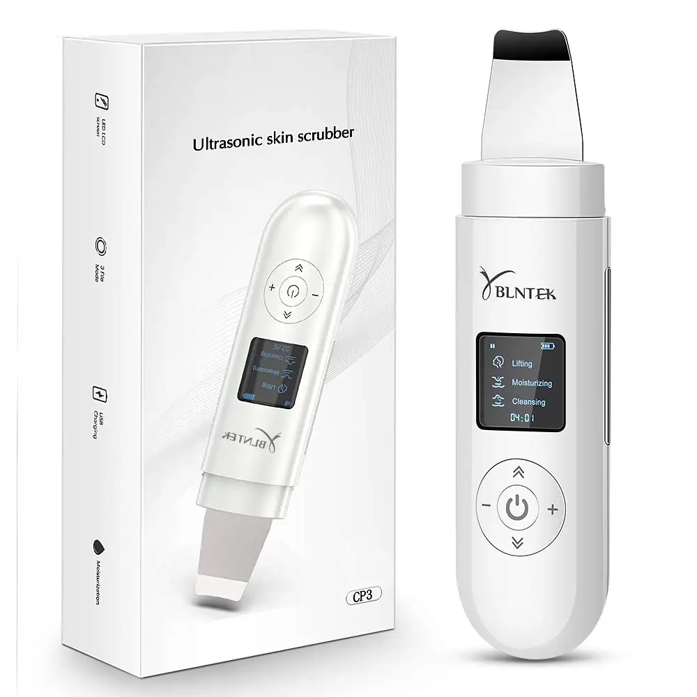 YBLNTEK Ultrasonic Skin Scrubber LED Facial Skin Scrubber Spatula Ultrasound Face Scraper Blackhead Remover Comedone Extractor 1