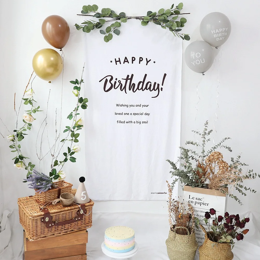 Decoración de cumpleaños ins, fondo de tela de pana de alta calidad de 100 días, decoración de pared de habitación para niños, tapiz colgante de pared