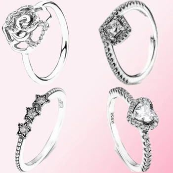 

2019 Fall 100% 925 Sterling Silver 1:1 Clear Sparkling Crown Ring High Quality Women's Jewelry Factory Direct Free Shipping