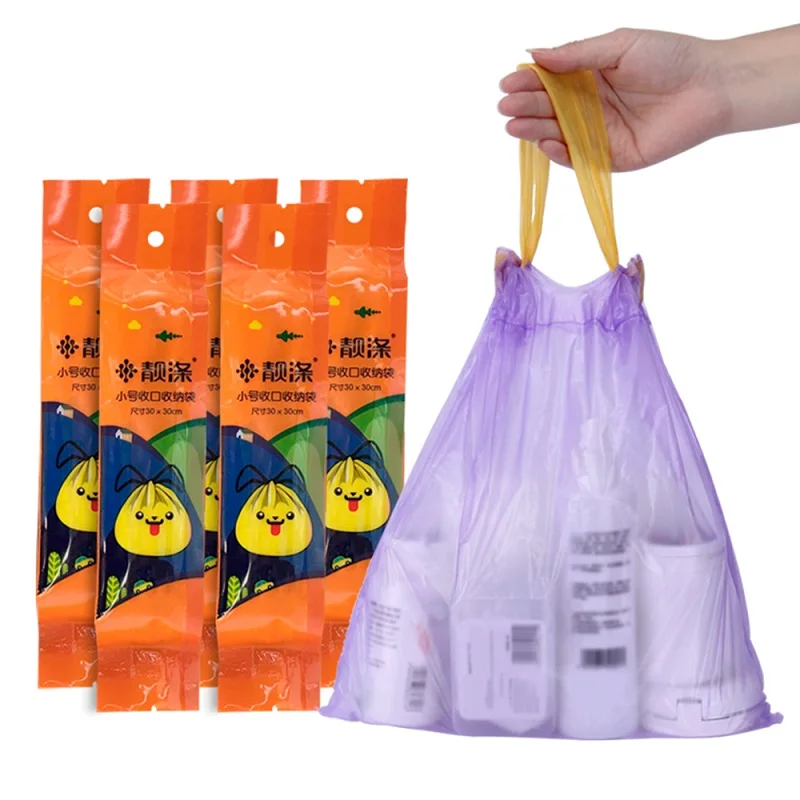 

5Roll/Set 20Pcs/Roll Random Color Trash Garbage Bag Household Thicken Portable Closing Drawstring Kitchen Wet Bucket Accessories