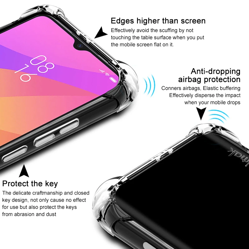 IMAK Xiaomi mi CC9 чехол mi CC9 Силиконовый мягкий прозрачный ТПУ чехол для Xiaomi mi CC9e с пленкой