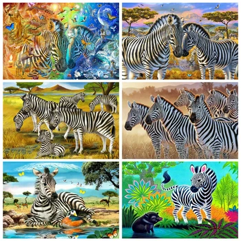 

AZQSD Full Square Diamond Painting Animal Cross Stitch DIY Handicraft 5D Diamond Embroidery Mosaic Zebra Kits Home Decoration