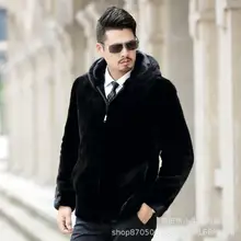 Осенняя кожаная куртка из искусственного меха норки, Мужская зимняя утолщенная теплая меховая кожаная куртка, мужские свободные куртки, jaqueta de couro на молнии, B118