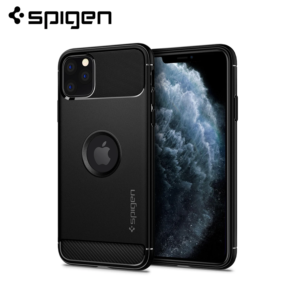 Spigen прочная Броня серия MIL-STD сопротивление падению гибкий, мягкий, полиуретановый матовый черный чехол для iPhone 11 Pro