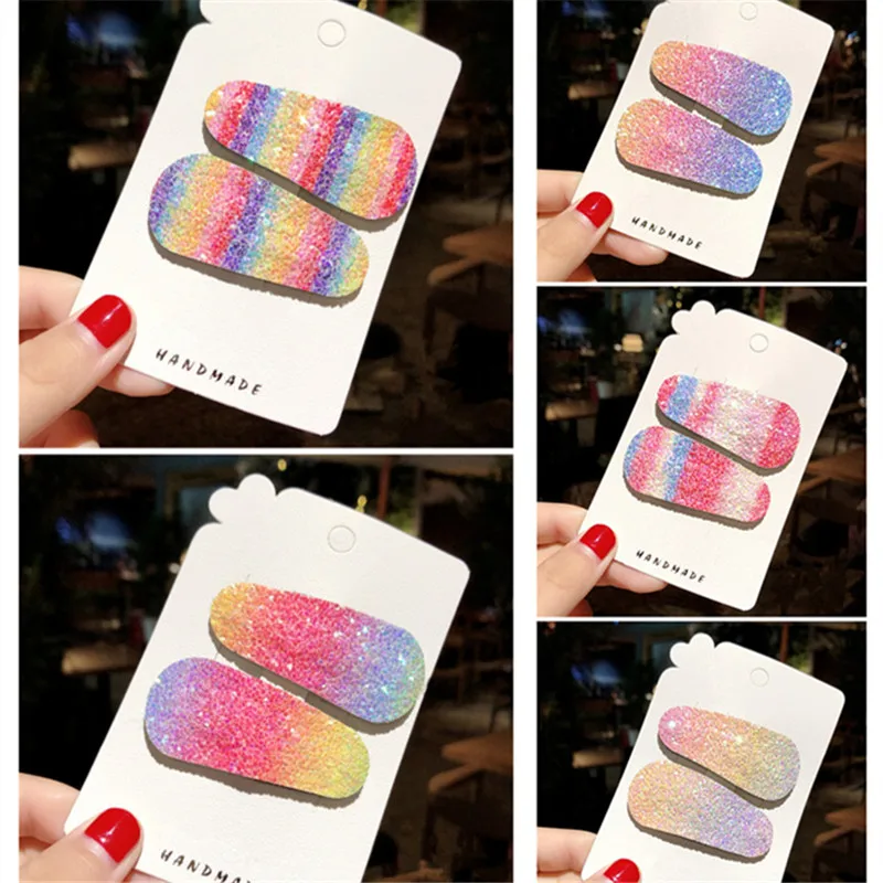 mixed colors 10 пара/лот блестящая заколка для волос с блестками для девочек радужные ББ заколки для волос Детские аксессуары для волос принцессы - Цвет: mixed colors