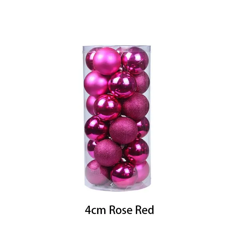 24 pieces / diameter 4cm Christmas tree decoration ball ornaments hanging shiny bauble ball for family bar party decoration - Цвет: Diameter 4cm