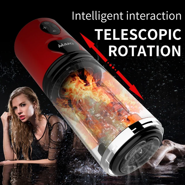 Male Masturbation Cup Automatic Telescopic Rotation Heating Silicone Vagina Real Pussy Adult Masturbator Sex Toys For