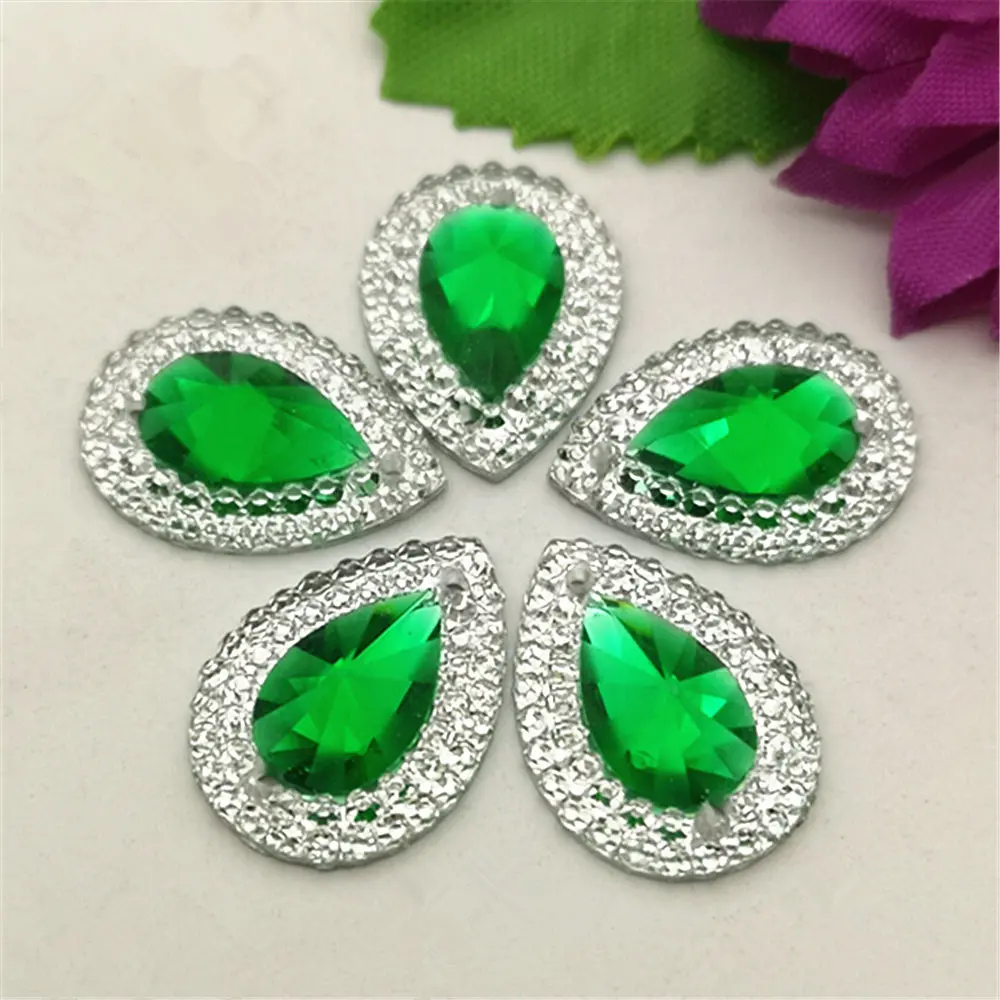 Green 40pcs DIY 40 шт микс 13 мм* 18 мм смолы в форме капли Flatback Стразы Свадебные украшения - Цвет: Green 40pcs