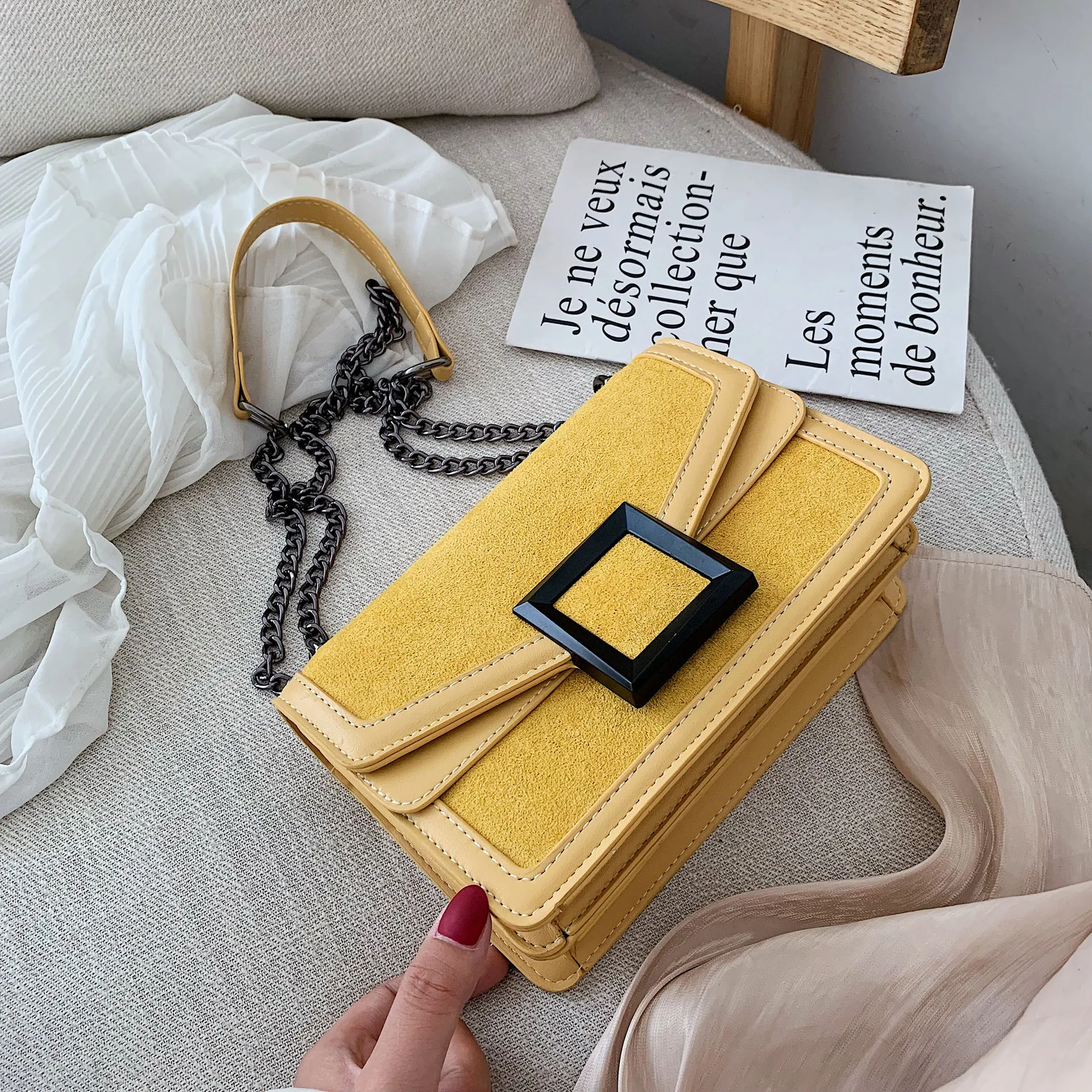 

New Scrub Leather Chain Crossbody Bags For Women 2020 Winter Shoulder Simple Bag Female Travel Cell Phone Purses Handbags