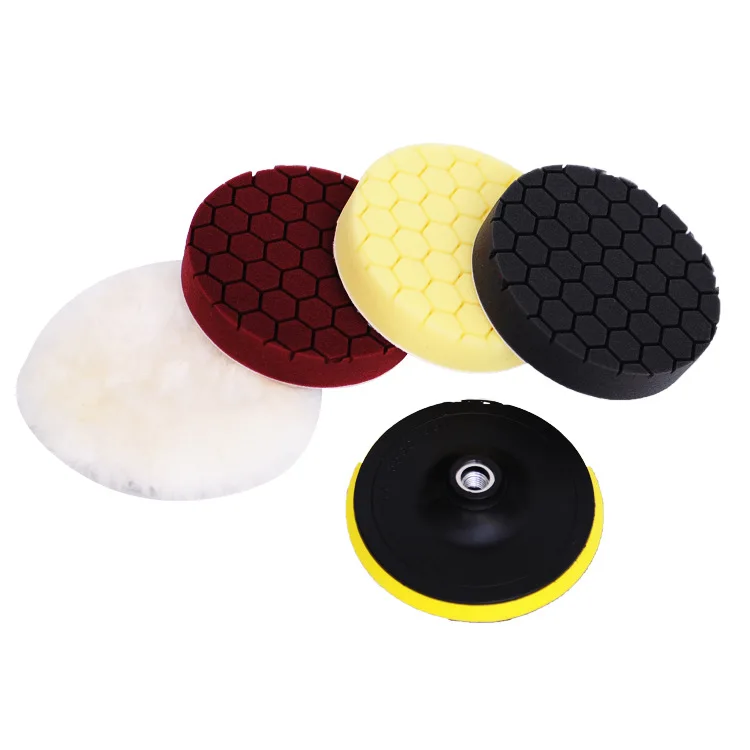 

Car Beauty Hexagonal Moire Rhombus Polyester Polishing Sponge Roundel Self-Adhesive Wax Sponge Wheel Pad