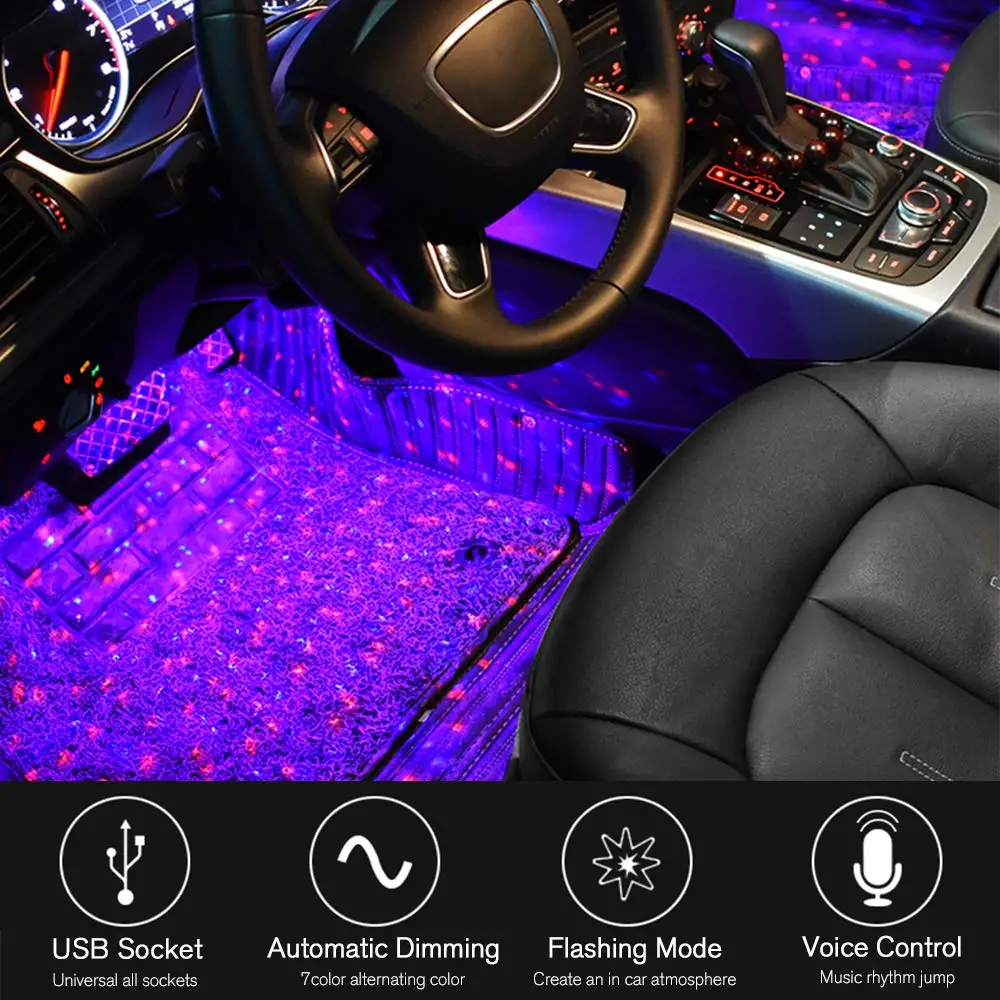 Автомобильный RGB светодиодный светильник полоса декоративный дизайн автомобиля Автомобильная атмосферная лампа салона автомобиля свет беспроводной пульт дистанционного управления/Голосовое управление