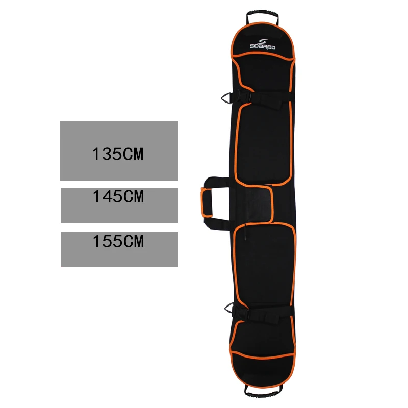 black-155cm Лыжная сумка 135-155 см, сумка для сноуборда, шпон, покрытие для доски, лыжная сумка, не царапается, не ржавеет, защитная крышка для лезвия, ткань для дайвинга - Цвет: black-155cm