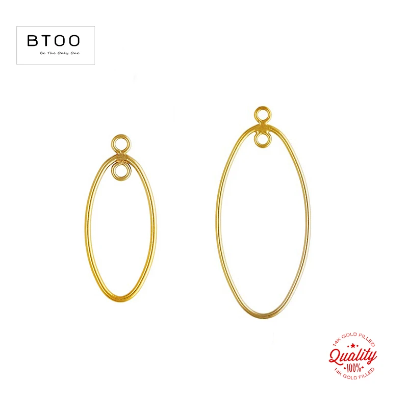 20MM/30MM 14K Gold Filled Oval Charm With Ring Gold Pendant for Jewelry Making DIY Necklace Earring Jewelry Findings Accessories