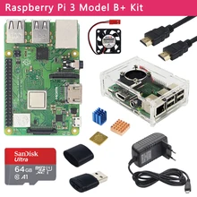 Original raspberry pi 3 modelo b + kit + caso 3a adaptador de alimentação 32 64gb cartão sd cabo hdmi dissipador de calor para raspberry pi 3b +