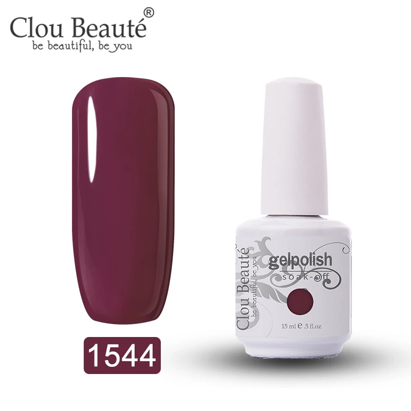 Clou Beaute 15 мл Гель-лак для ногтей УФ 179 цветов Varnich чистый цвет ногтей Блеск Топ УФ светодиодный гель Дизайн ногтей маникюрный лак гибридный - Цвет: 1544