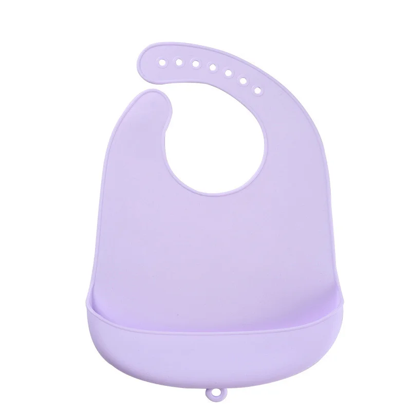 light purple bib Водонепроницаемый детский нагрудник для кормления ребенка слюнявчик полотенце новорожденного сплошной цвет фартук Регулируемый отрывистый силиконовый нагрудник - Цвет: light purple bib