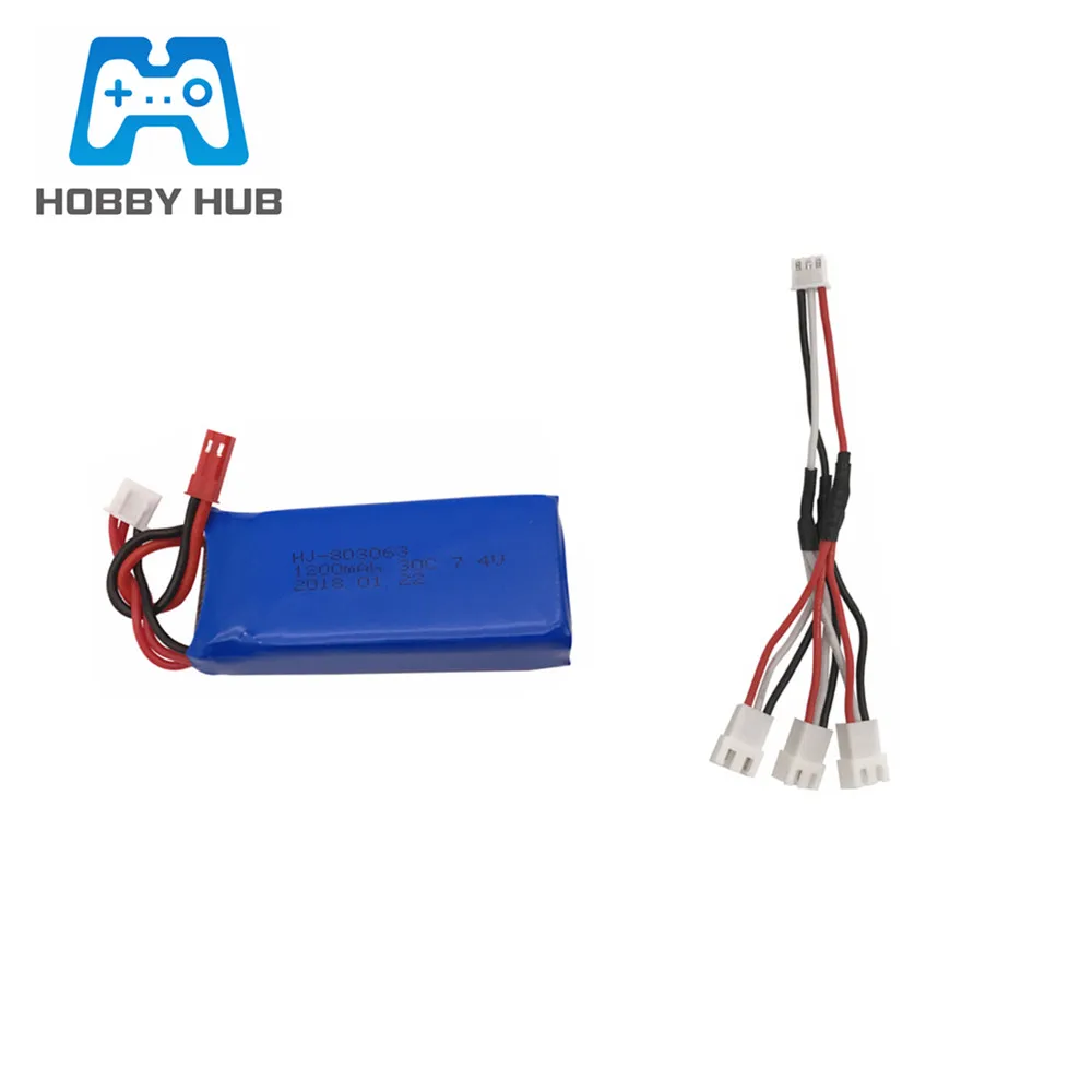 7,4 v 1200mAh Lipo батарея для Yizhan Tarantula X6 H16 RC Дрон Квадрокоптер 2S 7,4 V батарея и зарядное устройство для WLtoys V666 V262 V323 - Цвет: Бургундия