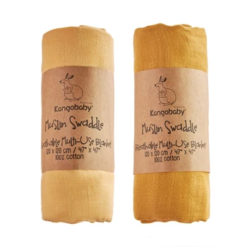 

Kangobaby 2pc Pack #Old Time# Muslin Organic Bamboo Baby Swaddle Receiving Sleep Blankets