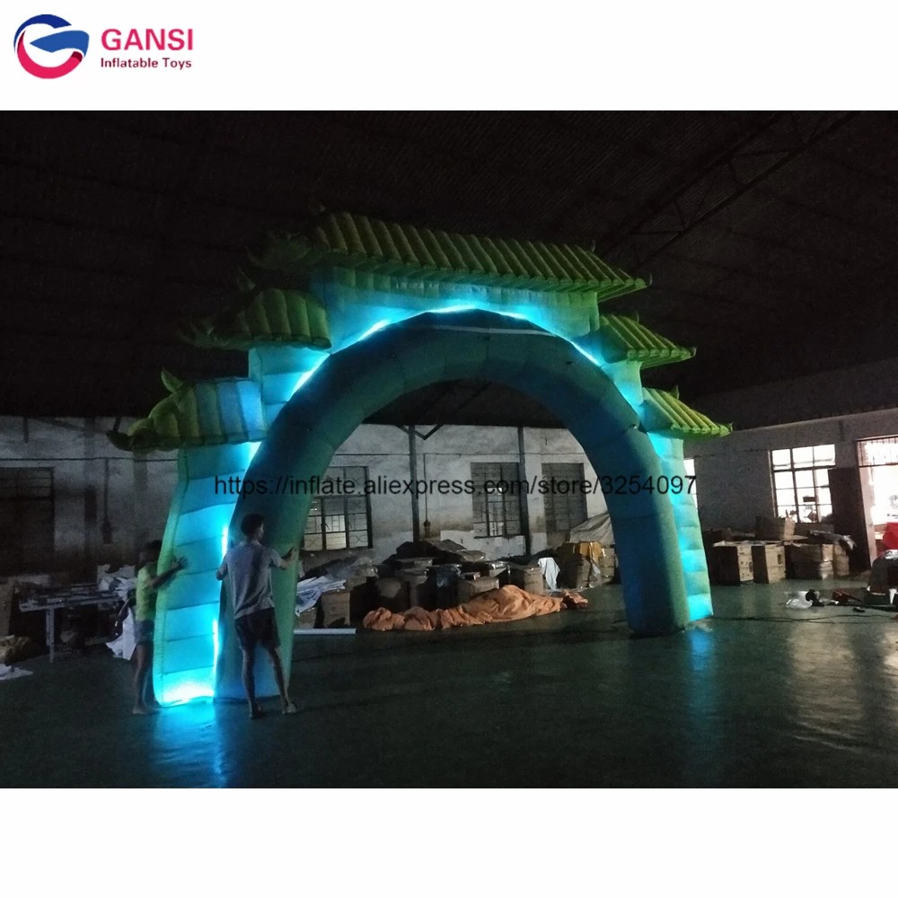 Free shipping lighting inflatable blow up gate arch door customize inflatable arch with led