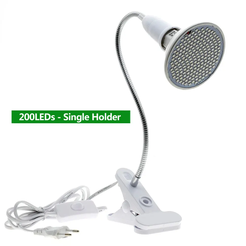 200 LEDs Single 220V Phytolamp E27 полный спектр светодиодный Grow светильник гибкий металлический шланг зажим-по выращиванию светильник s Крытый Фито лампы для растений, цветы - Испускаемый цвет: 200 LEDs Single