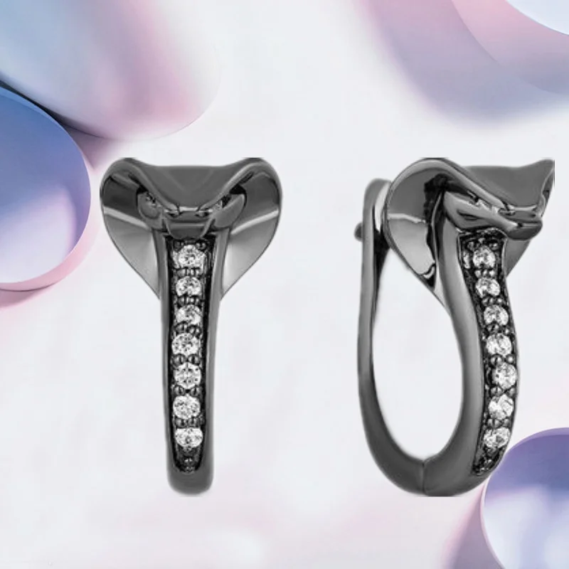 Ladies Earrings Classic income black zircon ladies animal earrings fashion exquisite popular cold black zircon