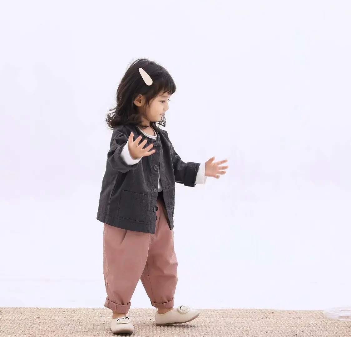 Тканые Свободные однотонные брюки для отдыха весна 2019 корейские детские