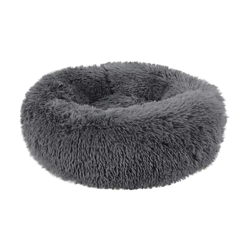 Dark Gray Удобная круглая кровать для собаки моющийся длинный плюшевый домик для кошки кровать супер мягкая будка коврики диван для корзина для собак домашних животных спальные& 3s10 - Цвет: Dark Gray