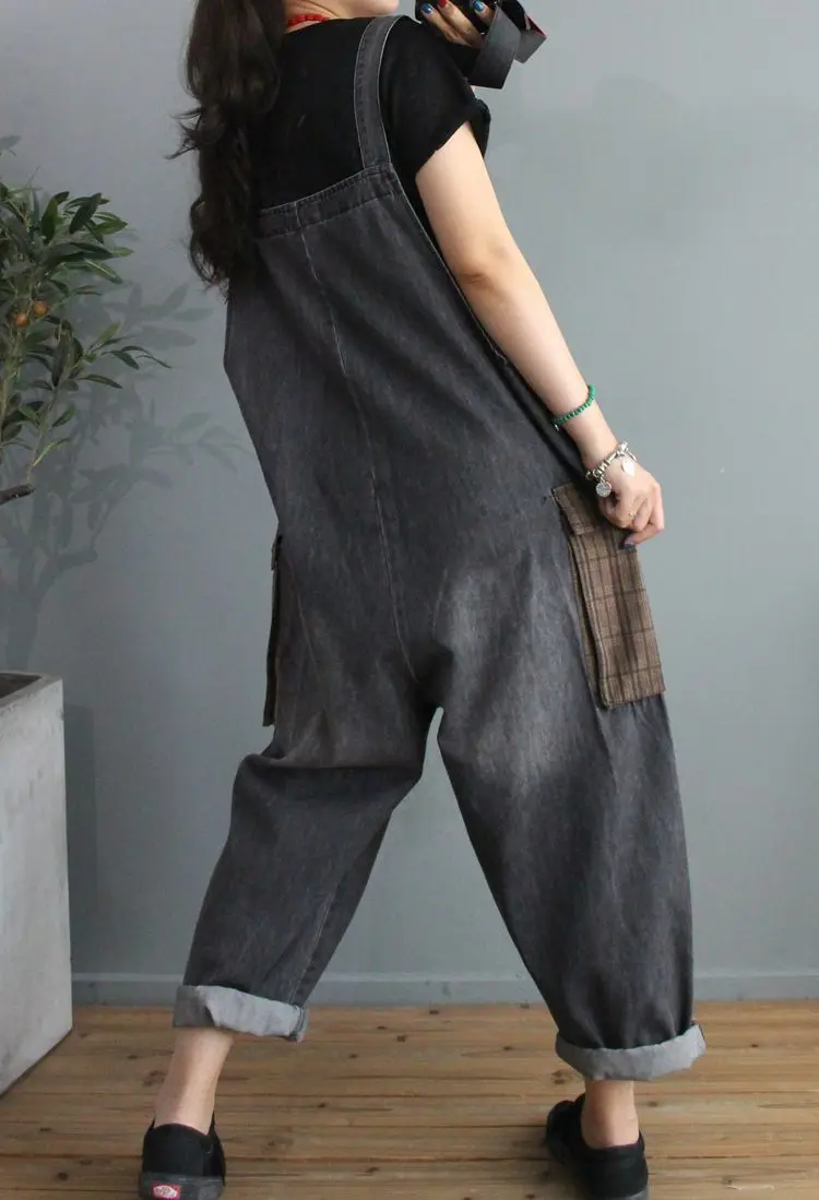 Max LuLu 2020 New Autumn Korean Fashion Designer Womens Plaid Denim Trousers Ladies Printed Vintage Jeans Casual Loose Overalls