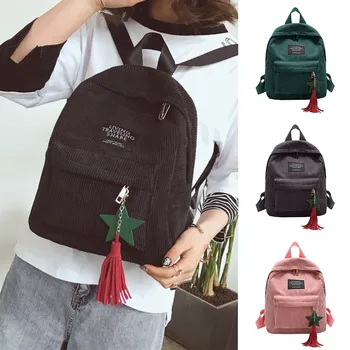 

Backpack Women's 2020 New Fashion Wild Corduroy Backpack Waterproof Multi-Color Backpack For Teenage Girls Bagpack Female#10