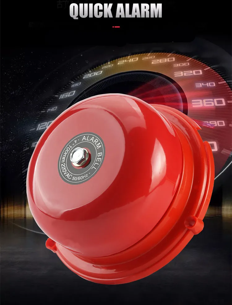 Переменный ток 220 В 100 мм Диаметр школы пожарная сигнализация круглая форма электрический звонок красный пожарная сигнализация домашняя безопасная безопасность