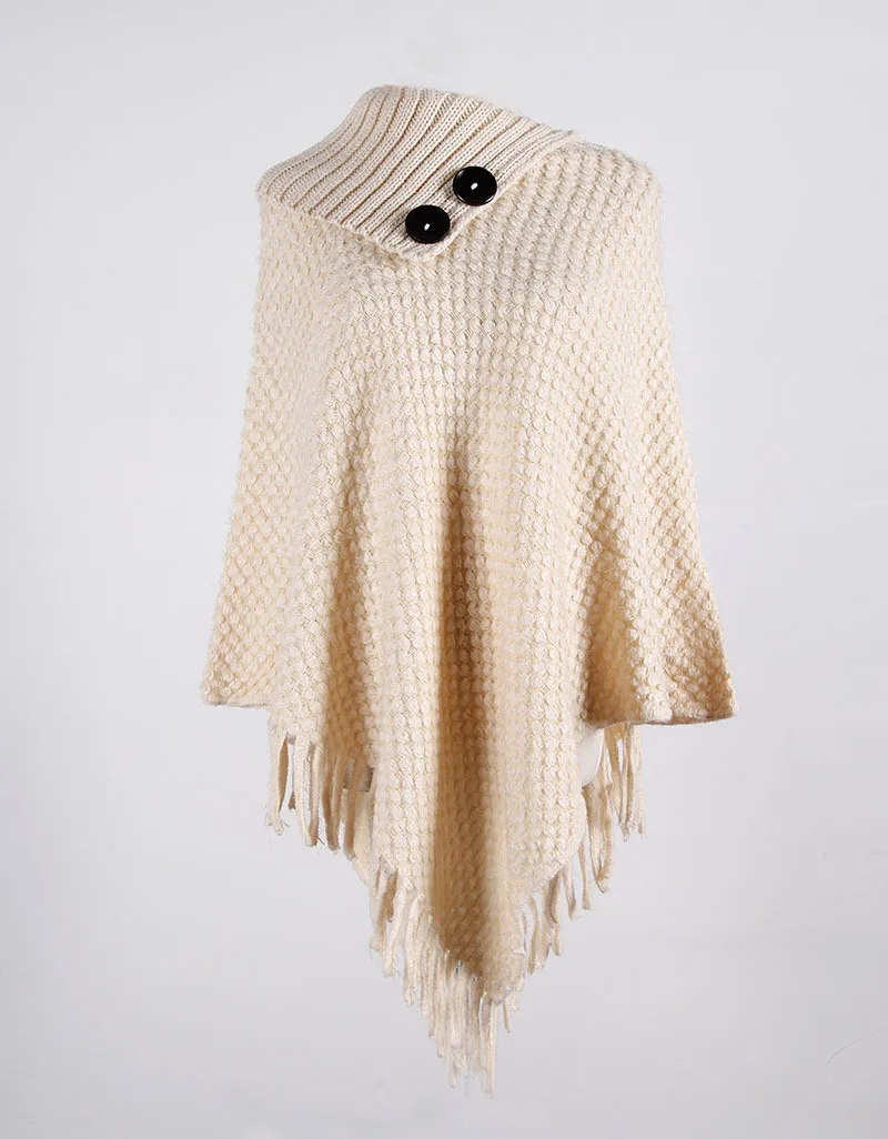 Осенне-зимний свитер женский однотонный пуловер с рукавами «летучая мышь» женская теплая накидка-пончо Женская