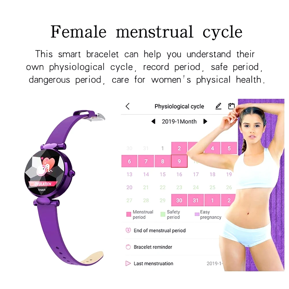 Ladies Fashion B80 Smart Watch Fitness Blood Pressure Heart Rate Monitor Activity Tracker Exercise Pedometer Information Push