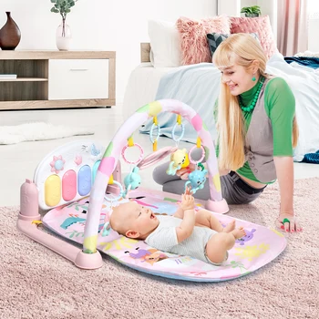 Baby Gym Play Mat 3 in 1 Fitness Music & Lights Fun Piano Activity Center Pink 1