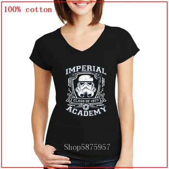 

IMPERIAL ACADEMY-Tk class of 1977 vintage Women V-neck T-shirt printed Tees Summer Tops Short Sleeves Cotton tees new design
