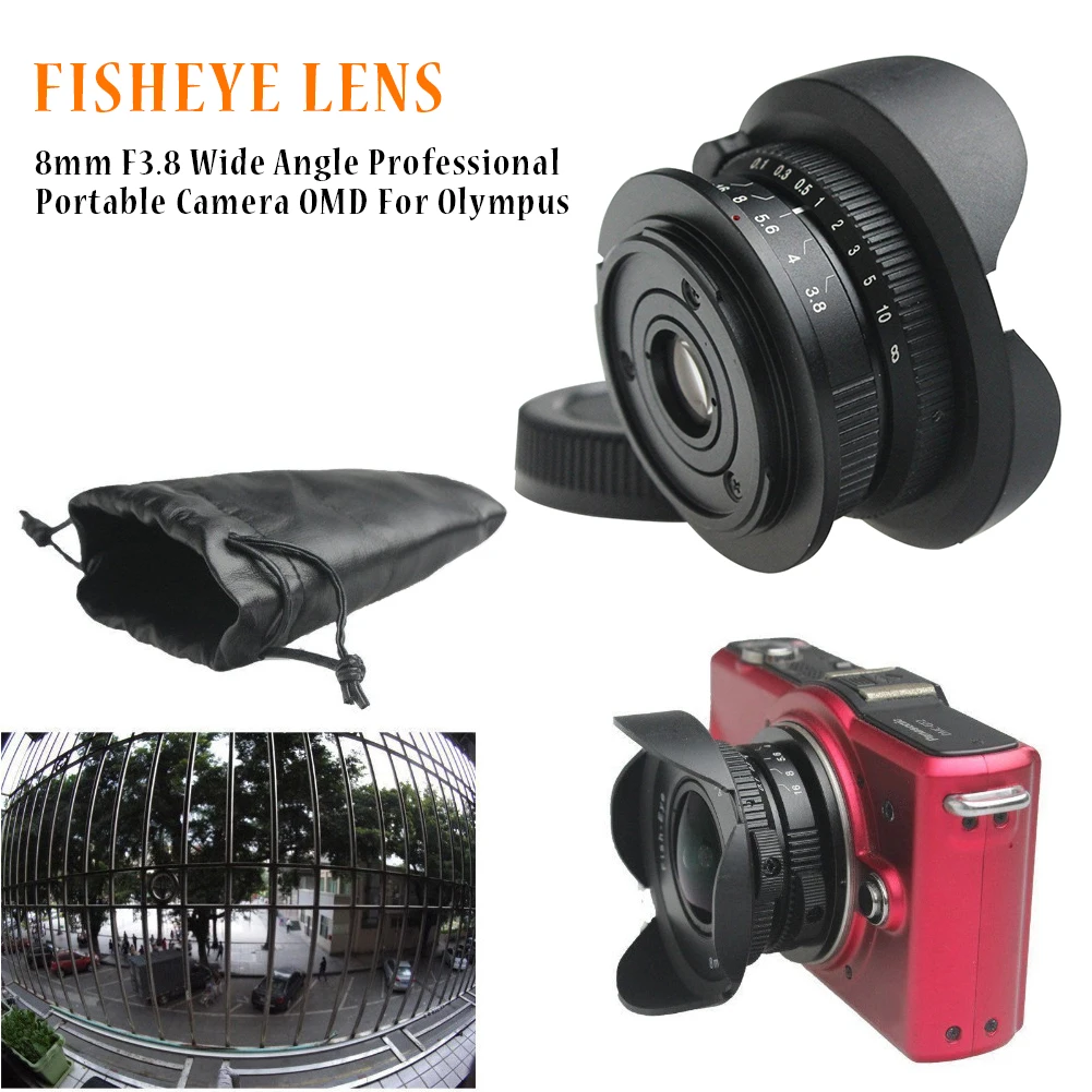 Камера M43 широкоугольный ручной EM5 Профессиональный Рыбий глаз объектив Высокое разрешение OMD MFT 8 мм F3.8 портативная фотография для Panasonic