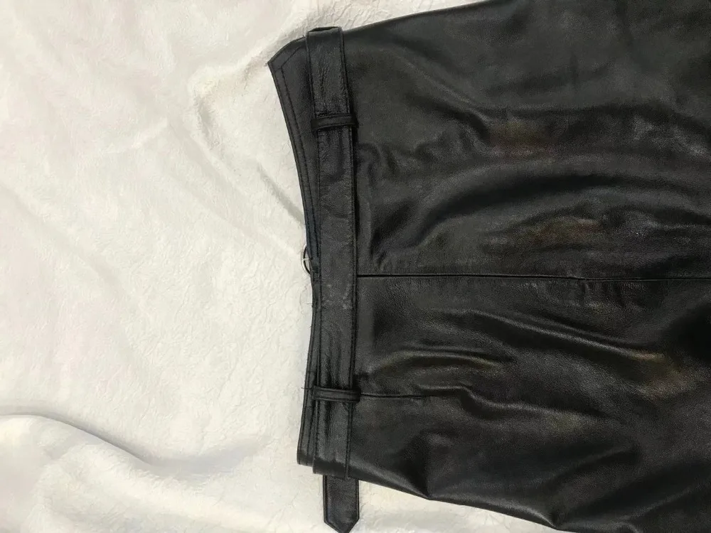 AMSIIKE Женская юбка из натуральной овчины кожаная юбка со съемным поясом панк-юбка