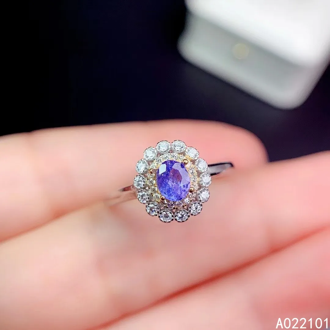 

KJJEAXCMY fine jewelry S925 sterling silver inlaid natural Tanzanite new girl luxury gemstone ring support test Chinese style
