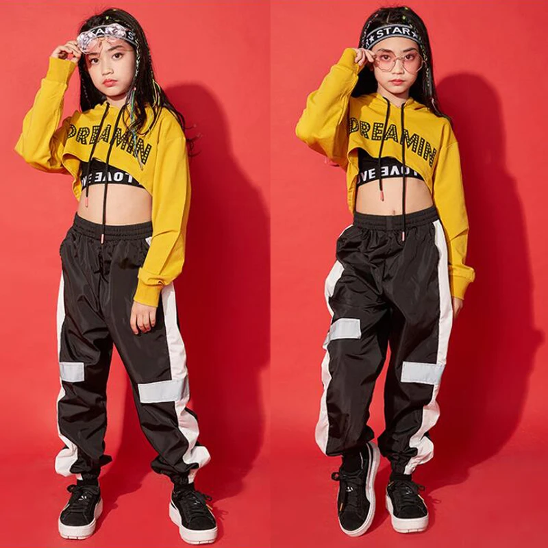Детская одежда для выступлений в стиле хип хоп толстовка с капюшоном штаны