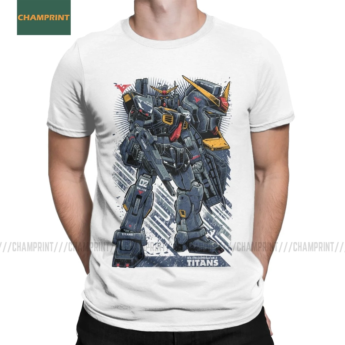 Футболка мужская хлопковая с коротким рукавом аниме футболка принтом Titans Gundam