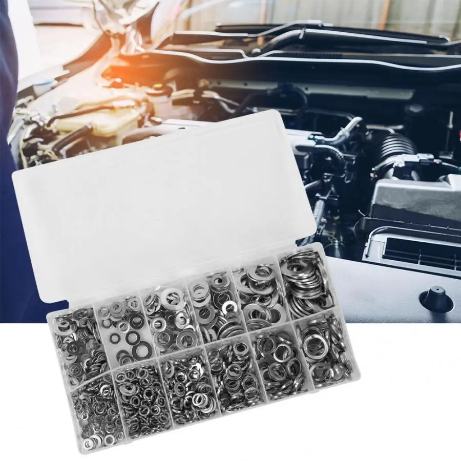 790Pcs Washer Stainless Steel Round Flat/Spring Washer Assortment Kit rondella for Multiple Purpose