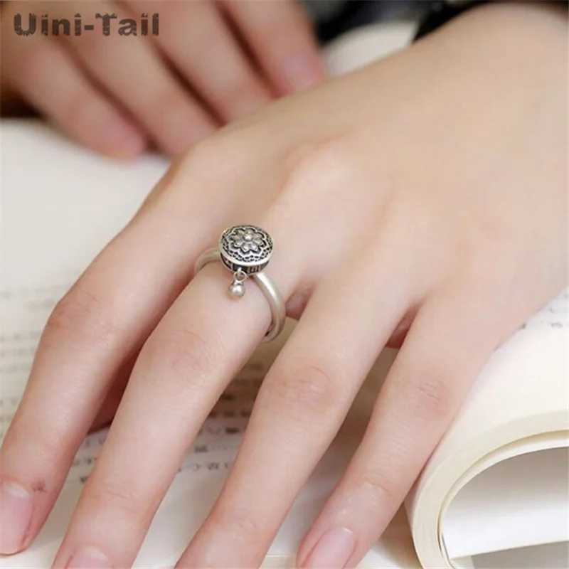 Uini Tail new design hot sale 925 Tibetan silver retro six-character mantra ring simple creative Chinese Buddhist ring JZ245