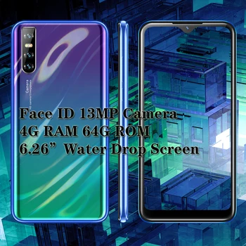 

M21 smartphones MTK Water Drop screen Quad core 13MP 4G RAM 64G ROM IPS 6.26" android mobile phones celular Face ID unlocked