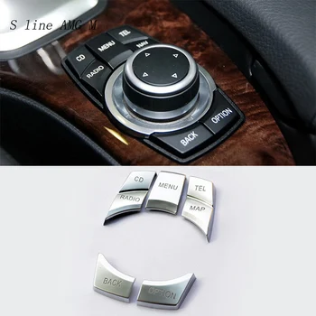 

Car Styling Central control Multimedia Buttons Decorative Covers Stickers Trim For BMW 5 Series E60 interior Auto Accessories